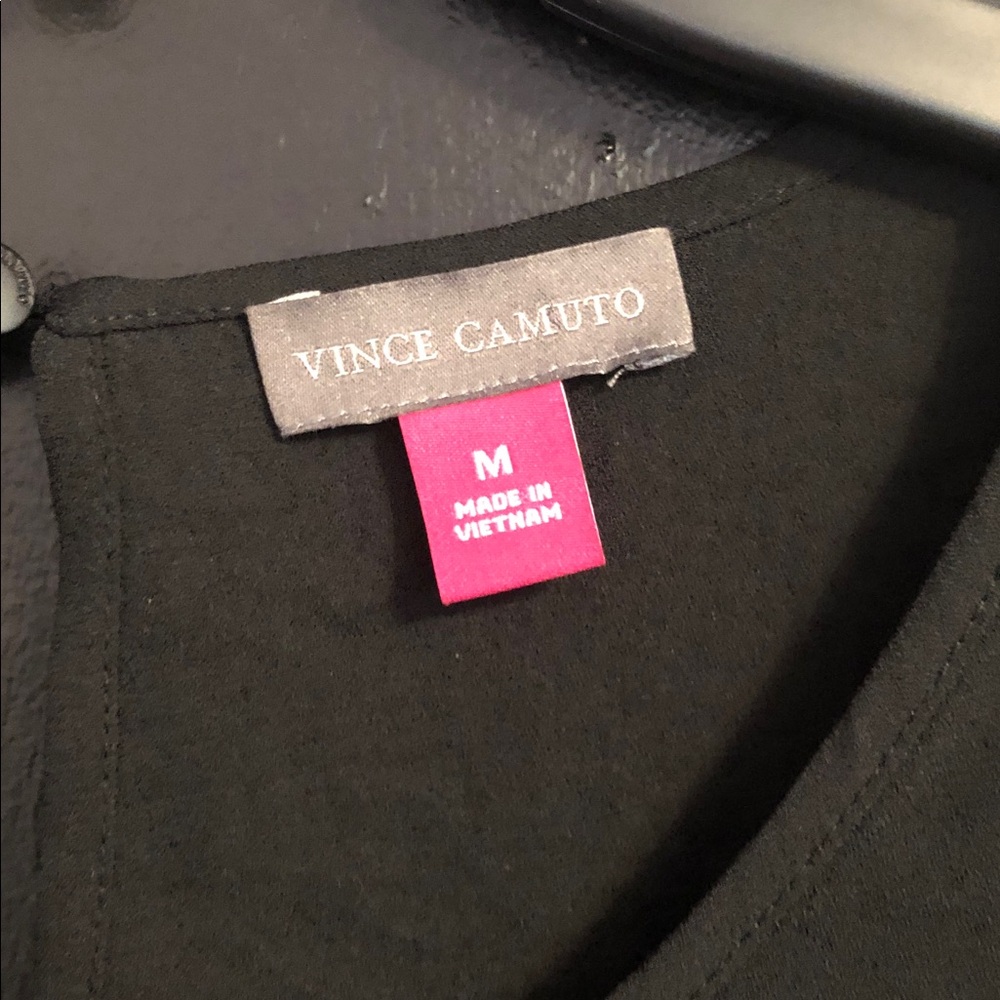Vince Camuto Black Short-Sleeve Tie-Detail Blouse - Picture 3 of 4